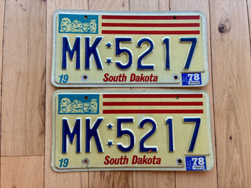 Pair of 1978 South Dakota License Plates