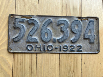 1922 Ohio License Plate