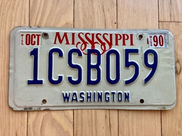 1990 Mississippi Washington County License Plate