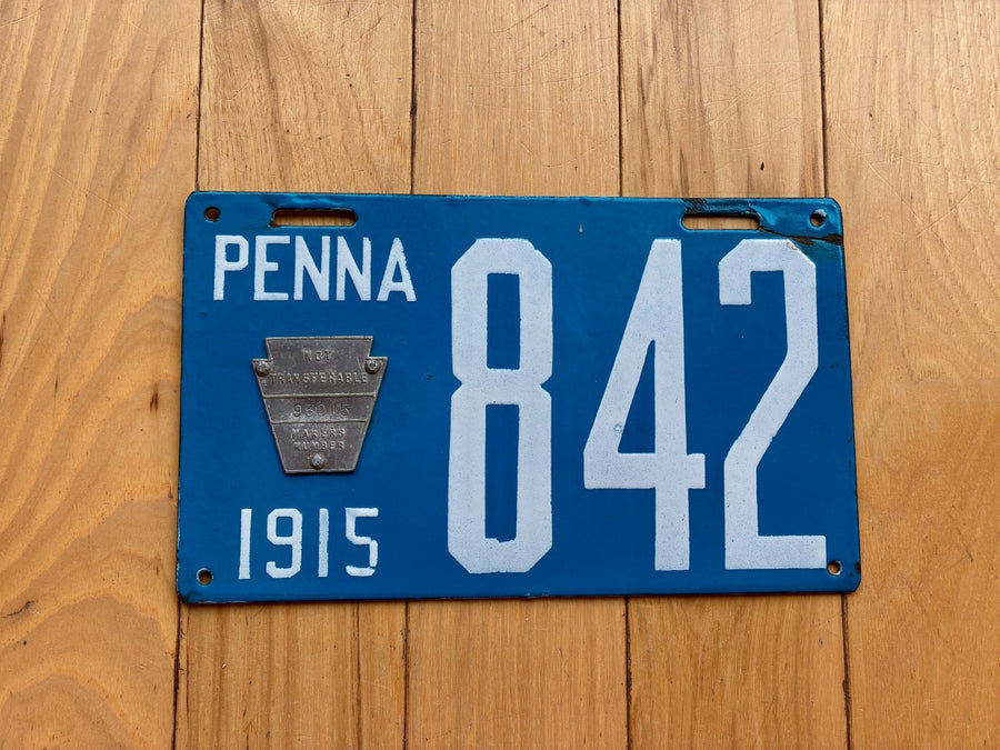 1915 Pennsylvania License Plate - Three Digit