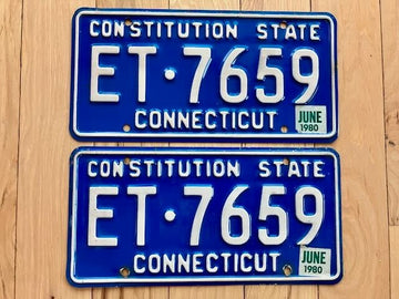 Pair of 1980 Connecticut License Plates