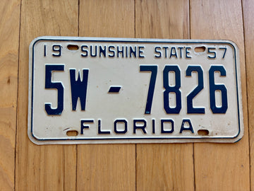 1957 Florida License Plate - Numbers YOM Clear