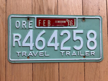 1976 Oregon Travel Trailer License Plate