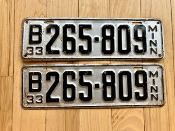 Pair of 1933 Minnesota License Plates