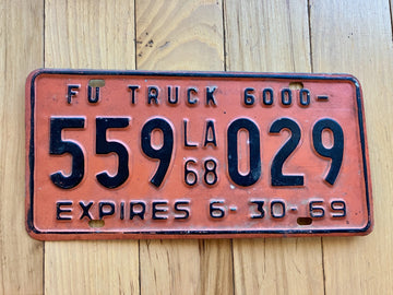 1968 Louisiana FU Truck License Plate