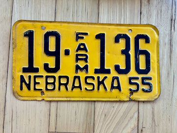 1955 Nebraska Farm License Plate