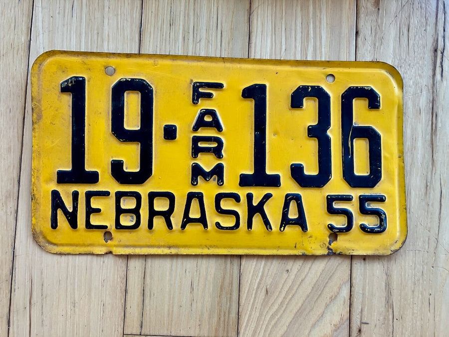 1955 Nebraska Farm License Plate