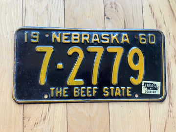 1960 Nebraska License Plate W/ 1961 Tab