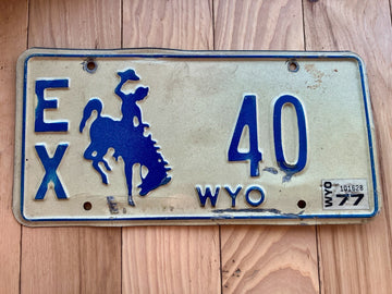 1977 Wyoming License Plate - Low Number