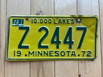 1972 Minnesota License Plate