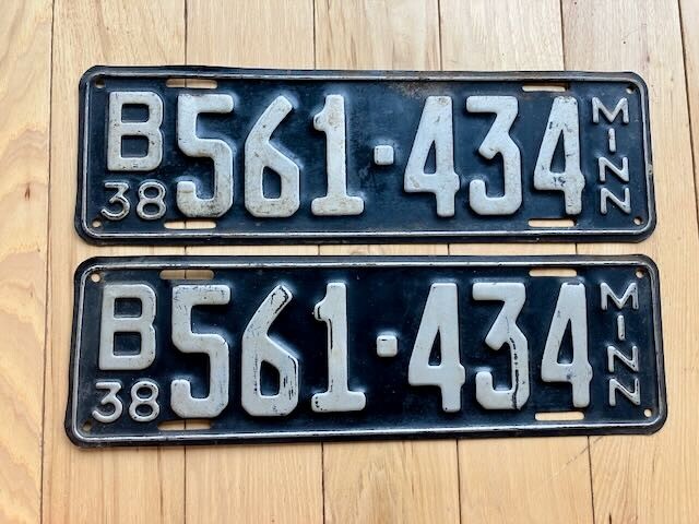 Pair of 1938 Minnesota License Plates