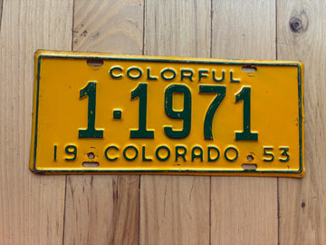 1953 Colorado License Plate