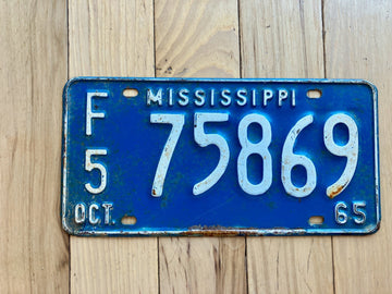1965 Mississippi F5 License Plate