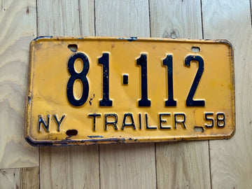 1958 New York Trailer License Plate
