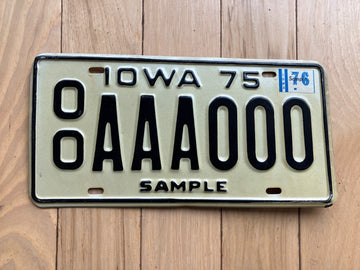 1975 Iowa Sample License Plate W/1976 Tab