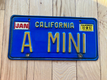 1982 California Vanity License Plate - A MINI