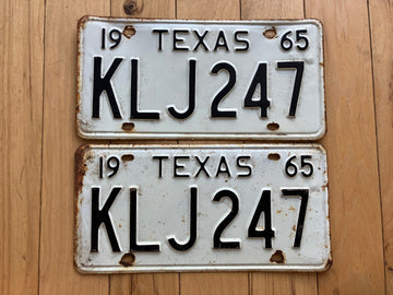 Pair of 1965 Texas License Plates - Check With DMV For YOM