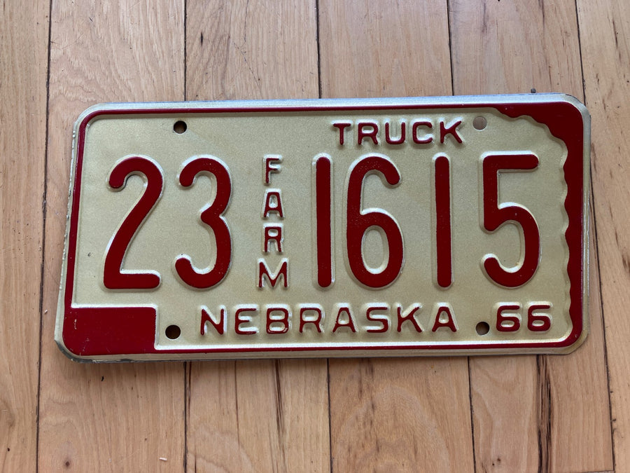 1966 Nebraska Farm Truck License Plate