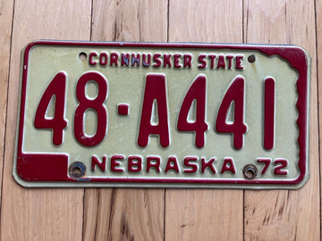 1972 Nebraska License Plate