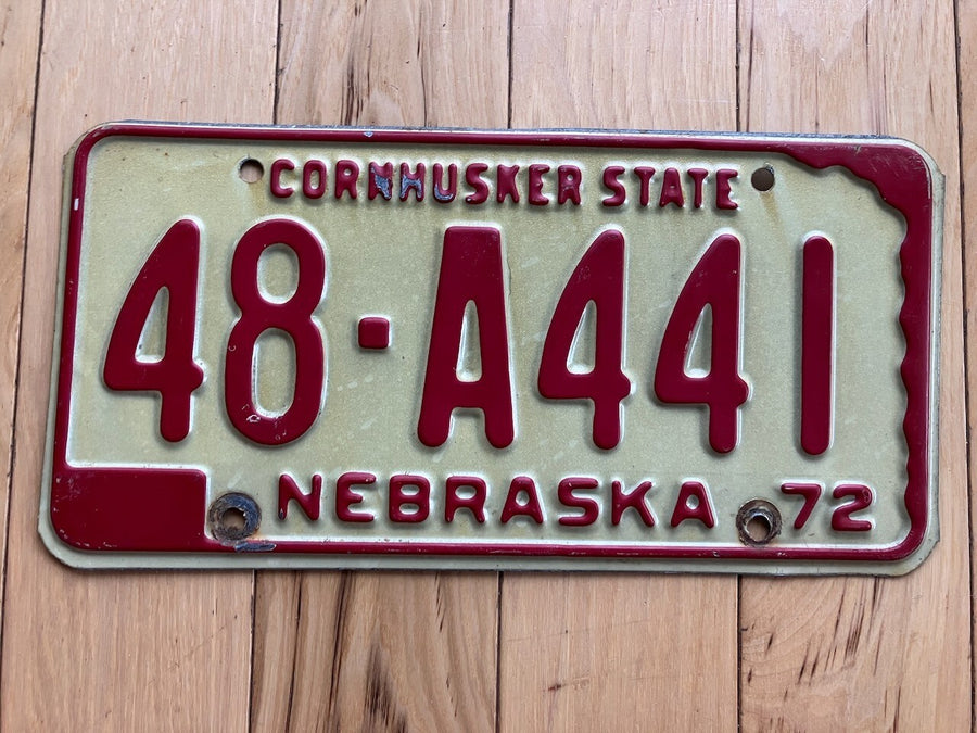 1972 Nebraska License Plate