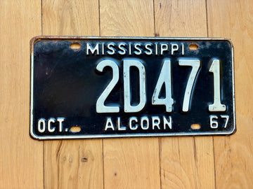 1967 Mississippi Alcorn County License Plate