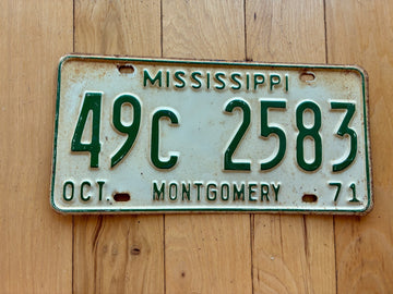 1971 Mississippi Montgomery County License Plate