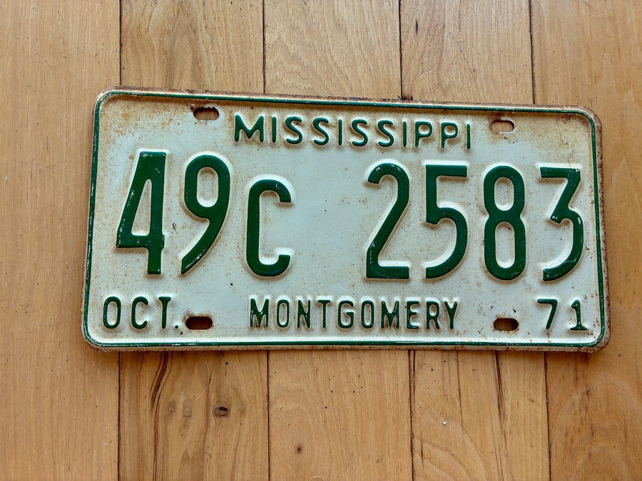 1971 Mississippi Montgomery County License Plate