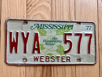 1977 Mississippi Webster County License Plate