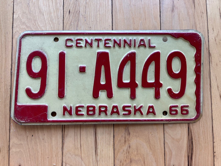 1966 Nebraska Centennial License Plate
