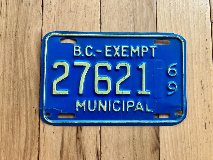 1969 British Columbia Municipal Exempt License Plate