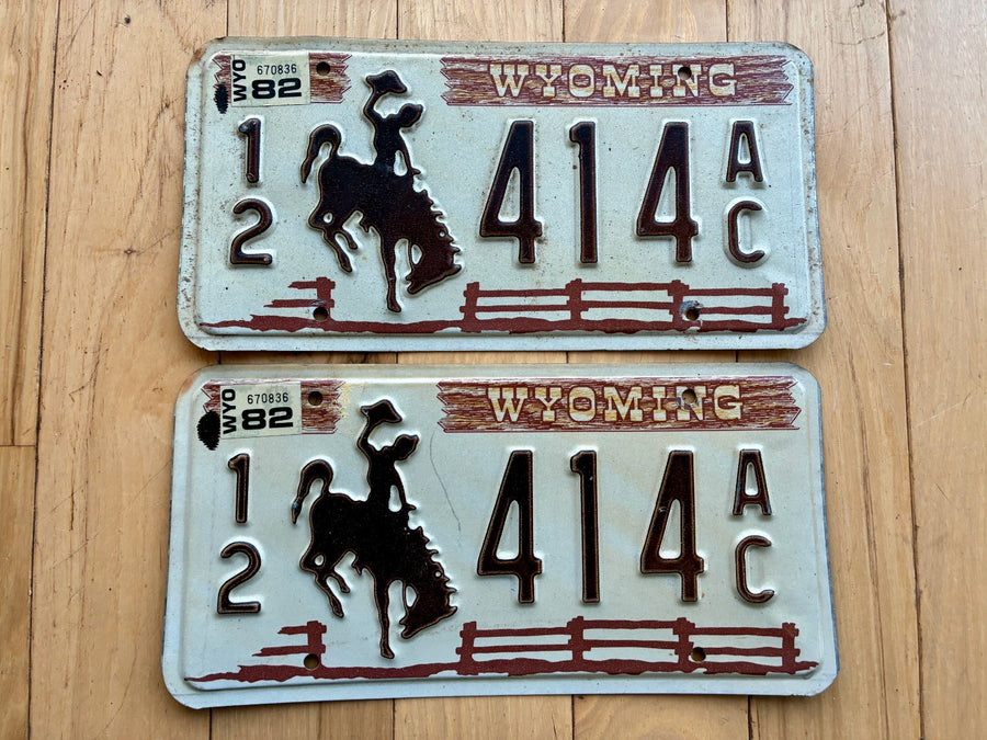 1982 Pair of Wyoming License Plates