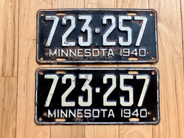 Pair of 1940 Minnesota License Plates