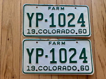 Pair of 1960 Colorado Farm License Plates