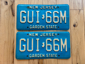 Pair of 1980s Base New Jersey License Plates