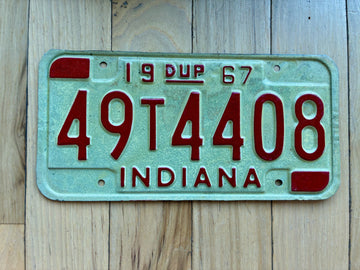 1967 Indiana Duplicate License Plate