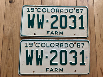 Pair of 1967 Colorado Farm License Plates