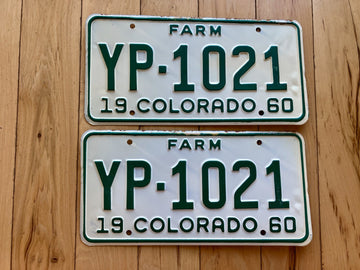 Pair of 1960 Colorado Farm License Plates