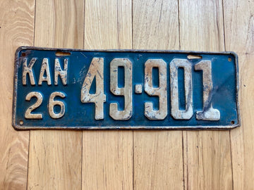 1926 Kansas License Plate