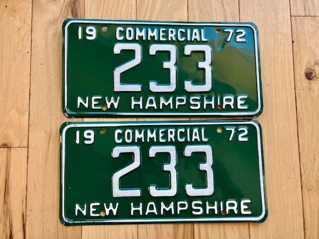 Pair of 1972 New Hampshire License Plates