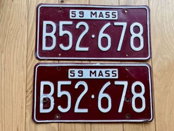 Pair of 1959 Massachusetts License Plates