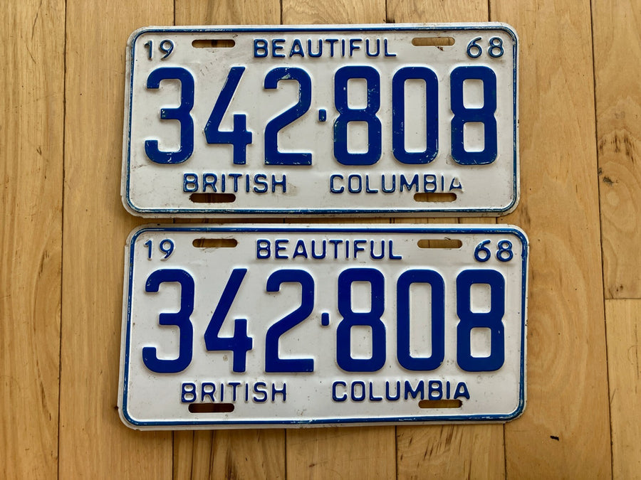 Pair of 1968 British Columbia License Plates
