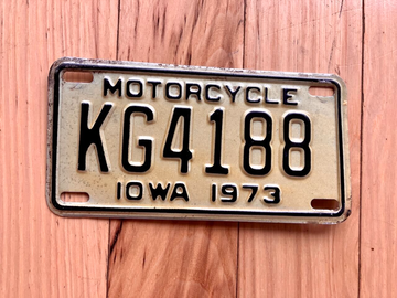 1973 Iowa Motorcycle License Plate