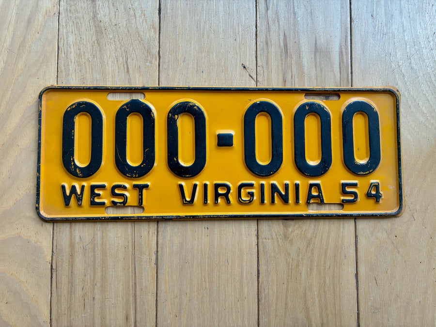 1954 West Virginia Sample License Plate