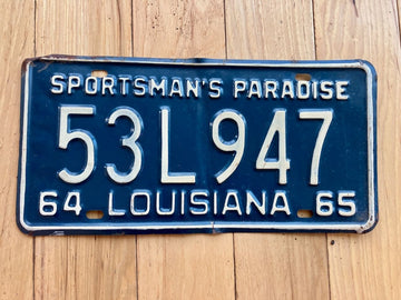 1964/ 1965 Louisiana License Plate - Creased In Middle