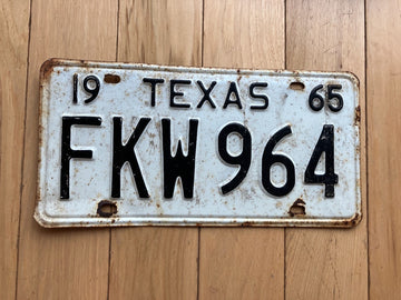 1965 Texas License Plate