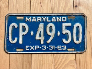 1963 Maryland License Plate