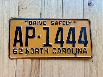 1962 North Carolina License Plate