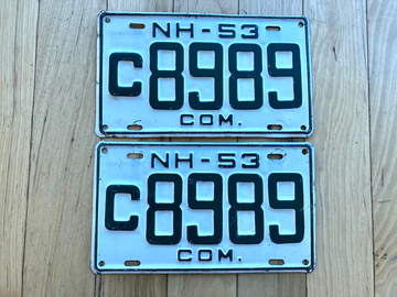 Pair of 1953 New Hampshire Commercial License Plates