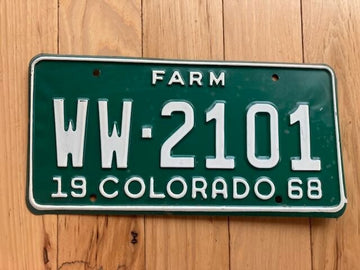 1968 Colorado Farm License Plate