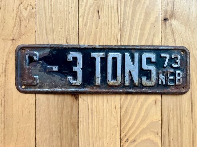 1930's Nebraska 3 Tons License Plate (County 73)